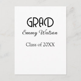 Grad bold letter graduation name class of 20XX sim Postkarte
