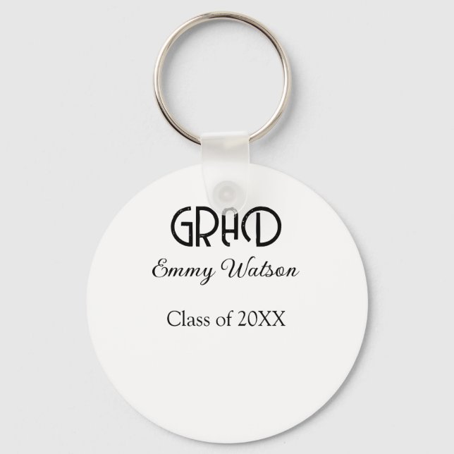 Grad bold letter graduation name class of 20XX sim Schlüsselanhänger (Vorderseite)