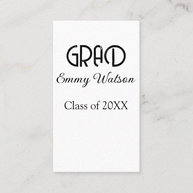 Grad bold letter graduation name class of 20XX sim Visitenkarte (Vorderseite)