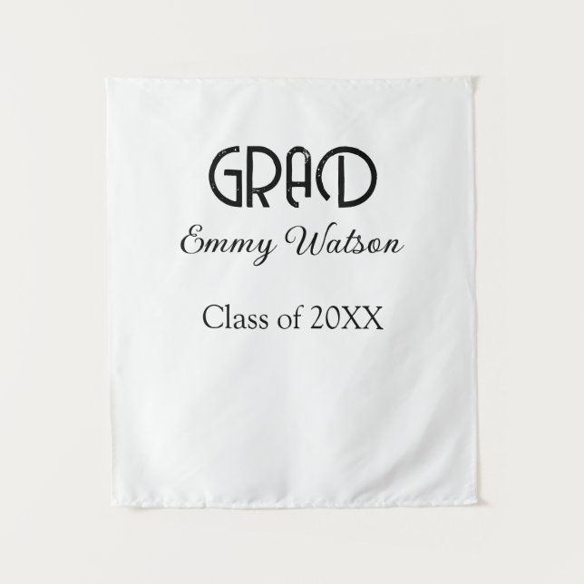 Grad bold letter graduation name class of 20XX sim Wandteppich (Vorderseite)