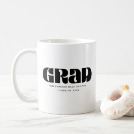 Grad Bold Retro Typografie Modernes Schwarzes Foto Kaffeetasse
