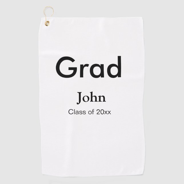 grad boy add name congrats date year text golfhandtuch (Vorderseite)
