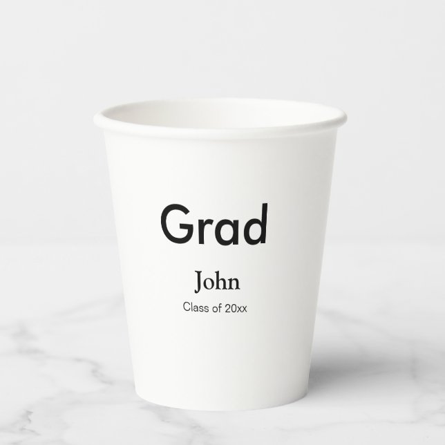grad boy add name congrats date year text pappbecher (Vorderseite)