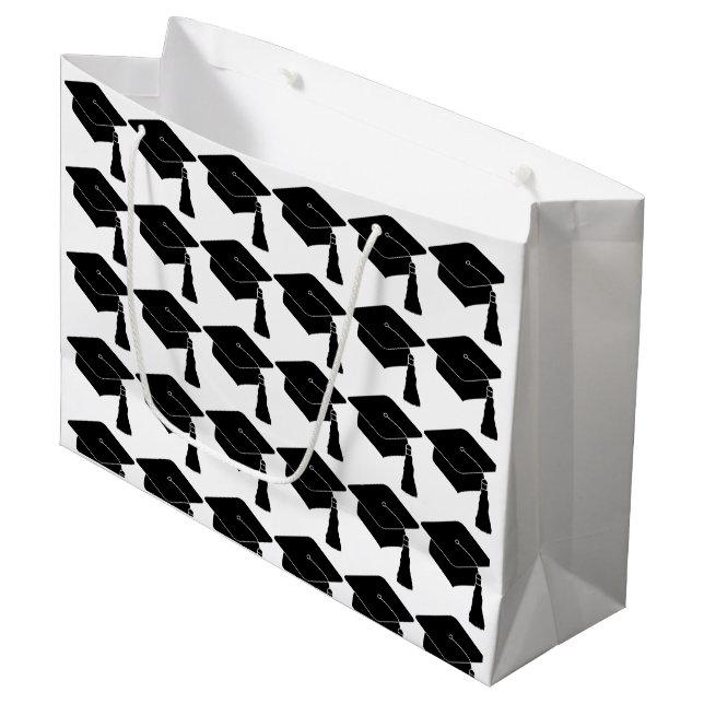 Grad Cap Abschluss Große Geschenktüte (Vorderseite Schrägansicht)