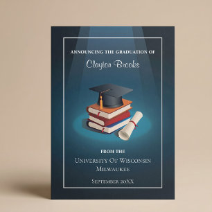 Grad Cap and Books Abschluss Ankündigung