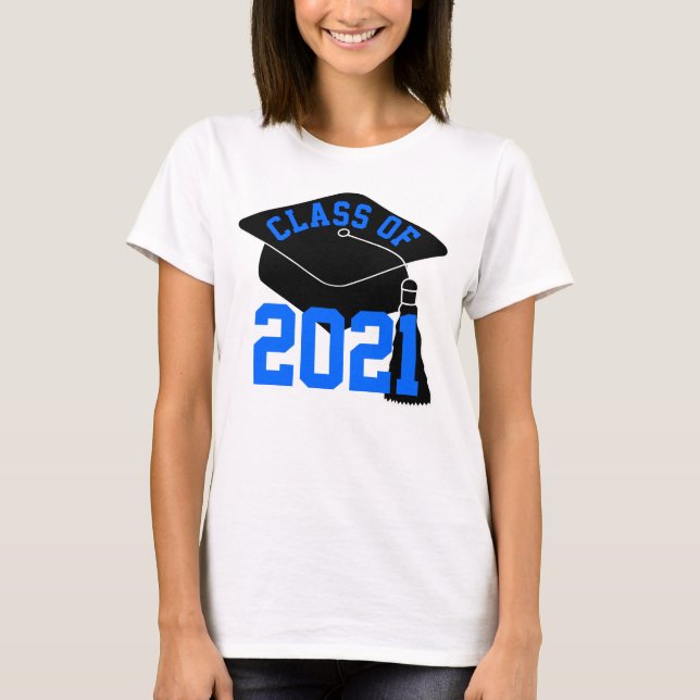 Grad Cap Blue Klasse 2024 T-Shirt (Vorderseite)