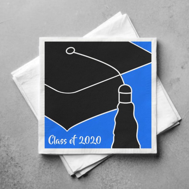 Grad Cap Class Jahr Blau und Schwarz Serviette (Von Creator hochgeladen)