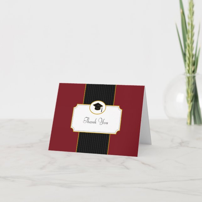 Grad Cap Dankeschön Karte: Rot Dankeskarte (Vorderseite)