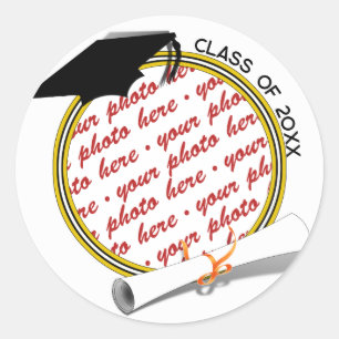 Grad Cap Diploma Foto Abschluss Runder Aufkleber