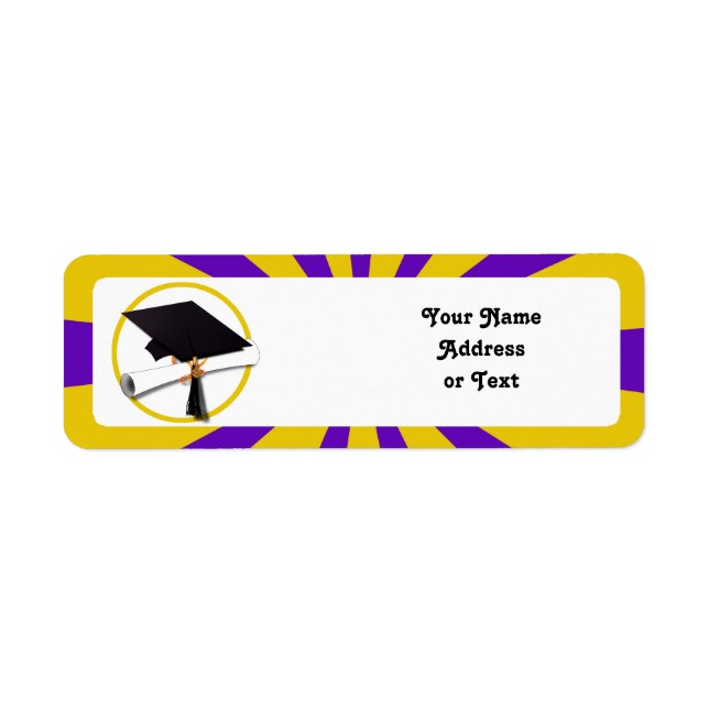Grad Cap & Diploma - Lila und goldene Schulfarben (Vorne)