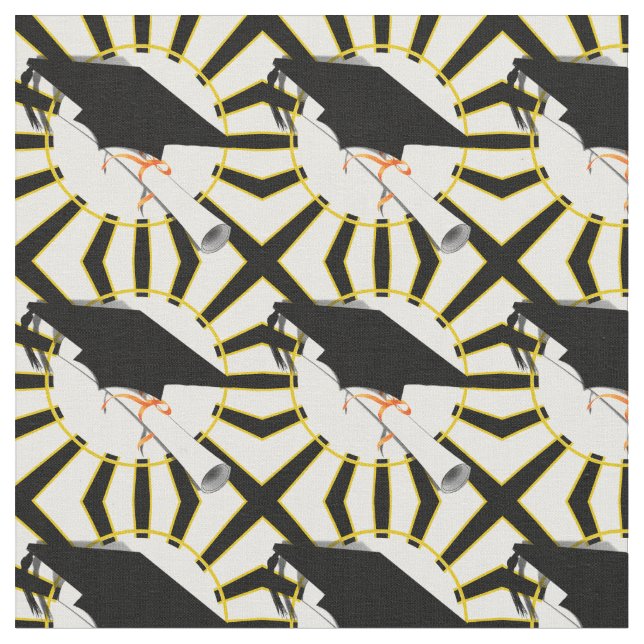 Grad Cap mit Schulfarben Stoff (Nahaufnahme)