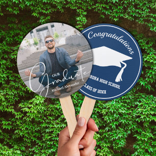Grad Cap Modern Graduate Foto Blue Fächer