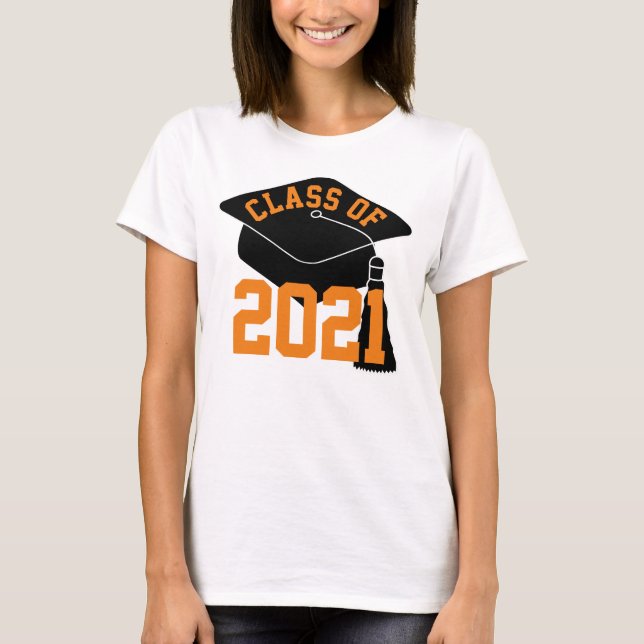 Grad Cap Orange-Klasse 2024 T-Shirt (Vorderseite)