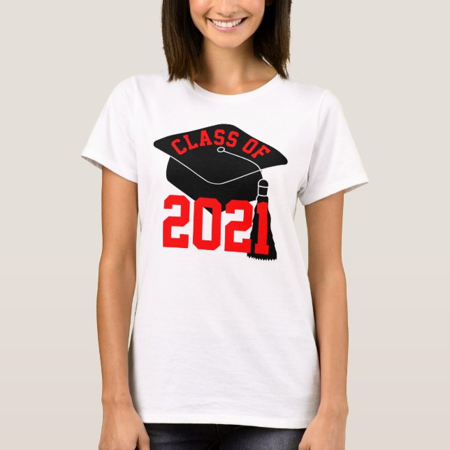 Grad Cap Red Class von 2024 T-Shirt (Vorderseite)