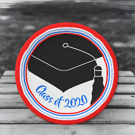 Grad Cap Red White and Blue Class Year Pappteller