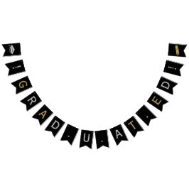 Grad Cap & Tassel, Diplom in Silber, Gold und Schw Wimpelkette