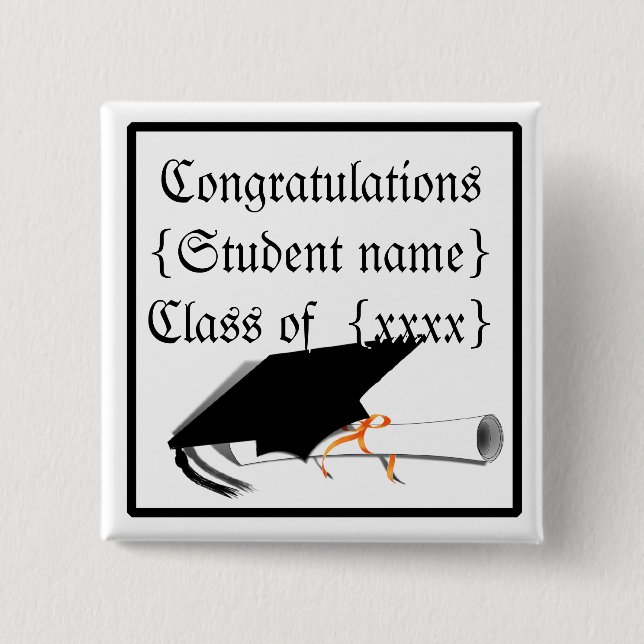 Grad Cap Tilt mit Schulfarben Button (Vorderseite)