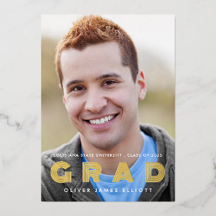 GRAD Class of 2025 Foto Abschluss Gold Foil Folieneinladung