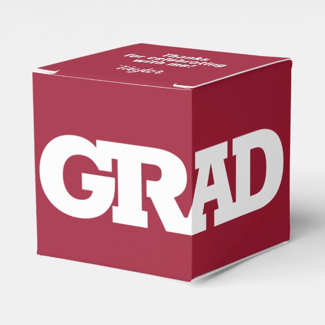 GRAD Crimson and White Graduation Party Geschenkschachtel (Vorderseite)