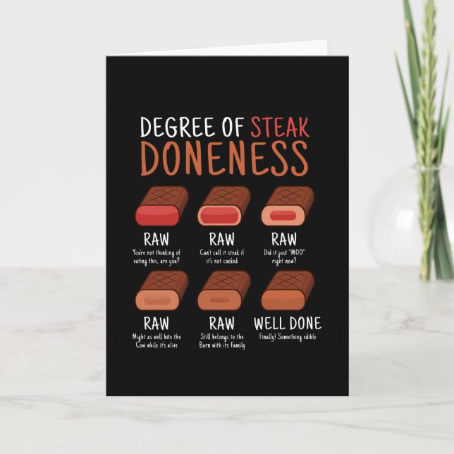Grad der Steak Doneness Fleisch Grill GRILLEN Karte (Vorderseite)