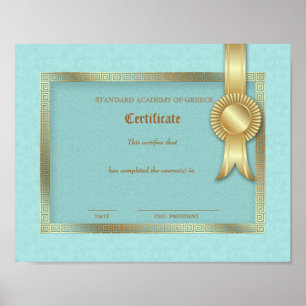 Grad Diplomzertifikat Griechenland Schlüssel Gold  Poster