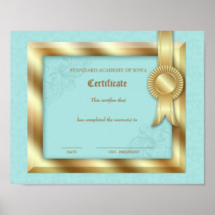 Grad-Diplomzertifikat zum Abschluss von Gold-Rahme Poster