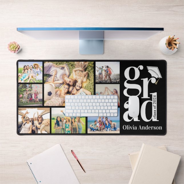 Grad-Erinnerungen für mehrfache FotoCollage Schreibtischunterlage (Büro 1)