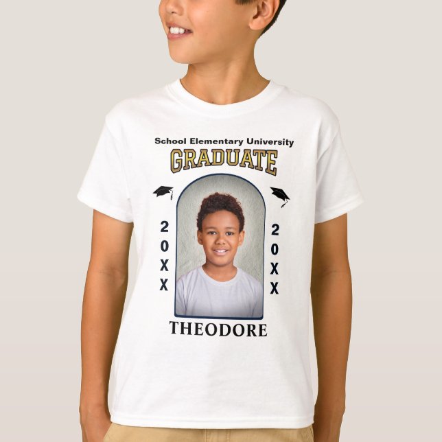 Grad Foto Abschluss Gold Custom T-Shirt (Vorderseite)