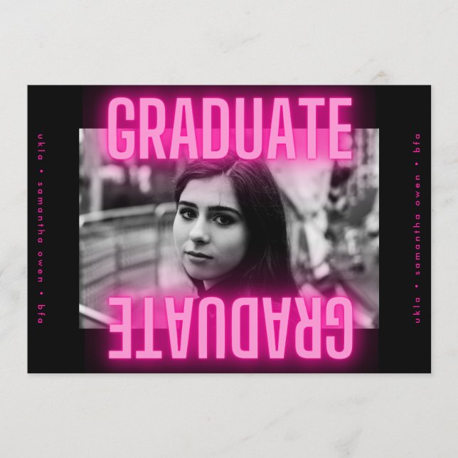 Grad Foto Ankündigung: Stilvolle Neon Pink Ankündigung (Vorderseite)