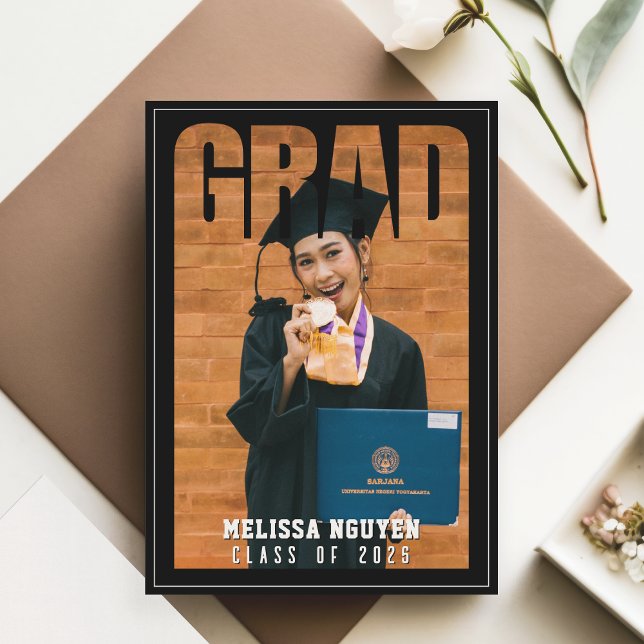 Grad Foto Black Abschluss Ankündigung (Grad Photo Black Graduation Announcement
)