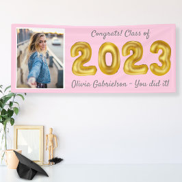 Grad Foto Gold Ballons 2023 Rosa Abschluss Bann Banner