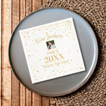 Grad Foto, Gold Confetti, Graduation Party White