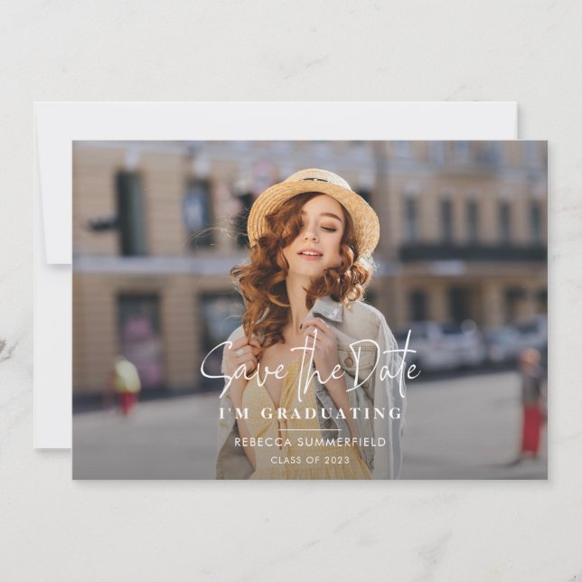 Grad Foto Save the Date Graduationspartei Ankündigung (Vorderseite)
