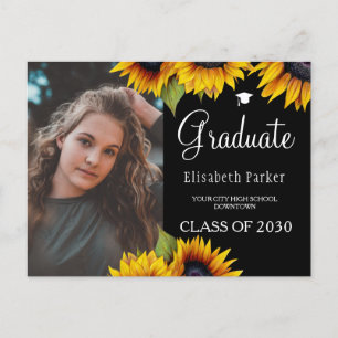 Grad Foto schicke Sonnenblumen Abschluss Ankündigu Ankündigungspostkarte