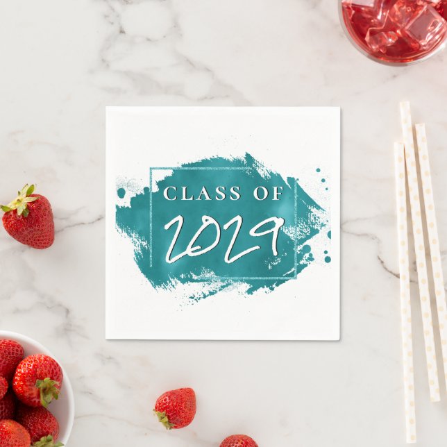 Grad gestrichen | Aquamariner Spritzer Pinselstric Serviette (Beispiel)