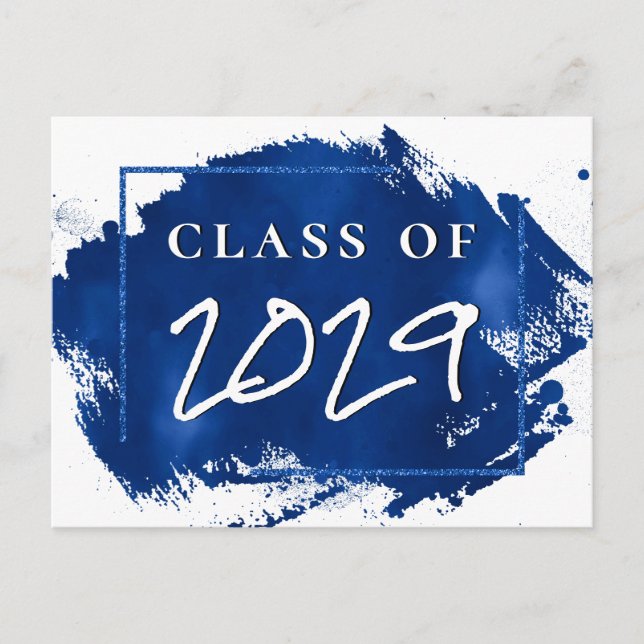Grad gestrichen | Blue Spritzer Brushstroke Party Einladungspostkarte (Vorderseite)