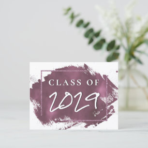 Grad gestrichen   Mauve Pink Splash Smudge Abschlu Einladungspostkarte