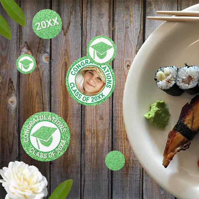 Grad Glam Green Cap Foto Graduation Party Konfetti (Von Creator hochgeladen)