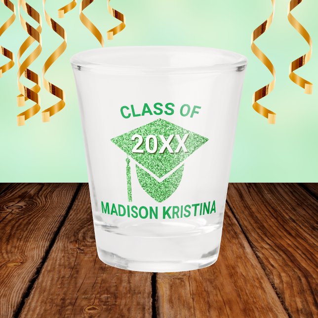Grad Glam Green Cap Personalisiert Chic Elegant Schnapsglas (Von Creator hochgeladen)