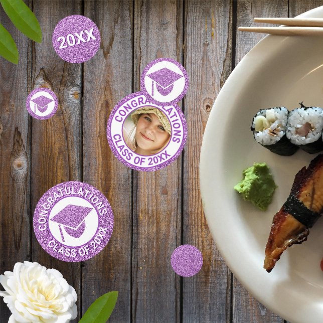 Grad Glam Lila Cap Foto Graduation Party Konfetti (Von Creator hochgeladen)