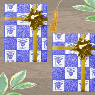 Grad Glam Navy Cap Celebration Abschluss Geschenkpapier