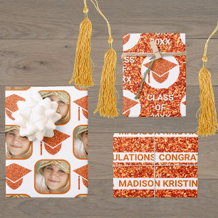Grad Glam Orange Cap Moderne Assorted Celebrate Geschenkpapier Set