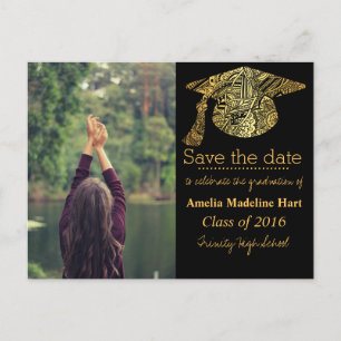 Grad Gold Bohemisch Hat Save the Date Foto Ankündigungspostkarte