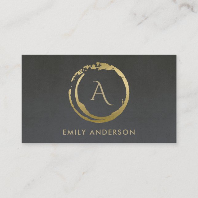 GRAD GOLD BRUSCH STROKE STAIN CIRCLE LOGO MONOGRAM VISITENKARTE (Vorderseite)