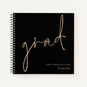 Grad Gold Schrift Schwarz Abschluss Gastbuch Notizbuch