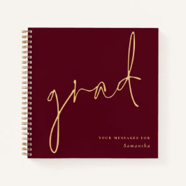 Grad Gold Script Burgundy Abschluss Gästebuch Notizbuch