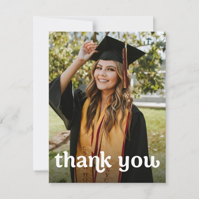 Grad-Gold-Tassel Vertikale Foto-Graduierung Dankeskarte (Vorderseite)