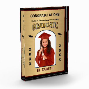 Grad Graduate Abschluss Gold Custom Fotoblock