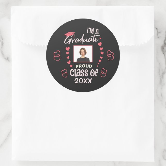 Grad Graduate Foto Abschluss Class Personalisieren Runder Aufkleber (Tasche)