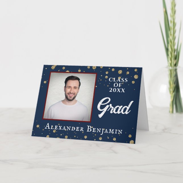 Grad Graduate Geschlossen Foto Glückwunsch Karte (Vorderseite)